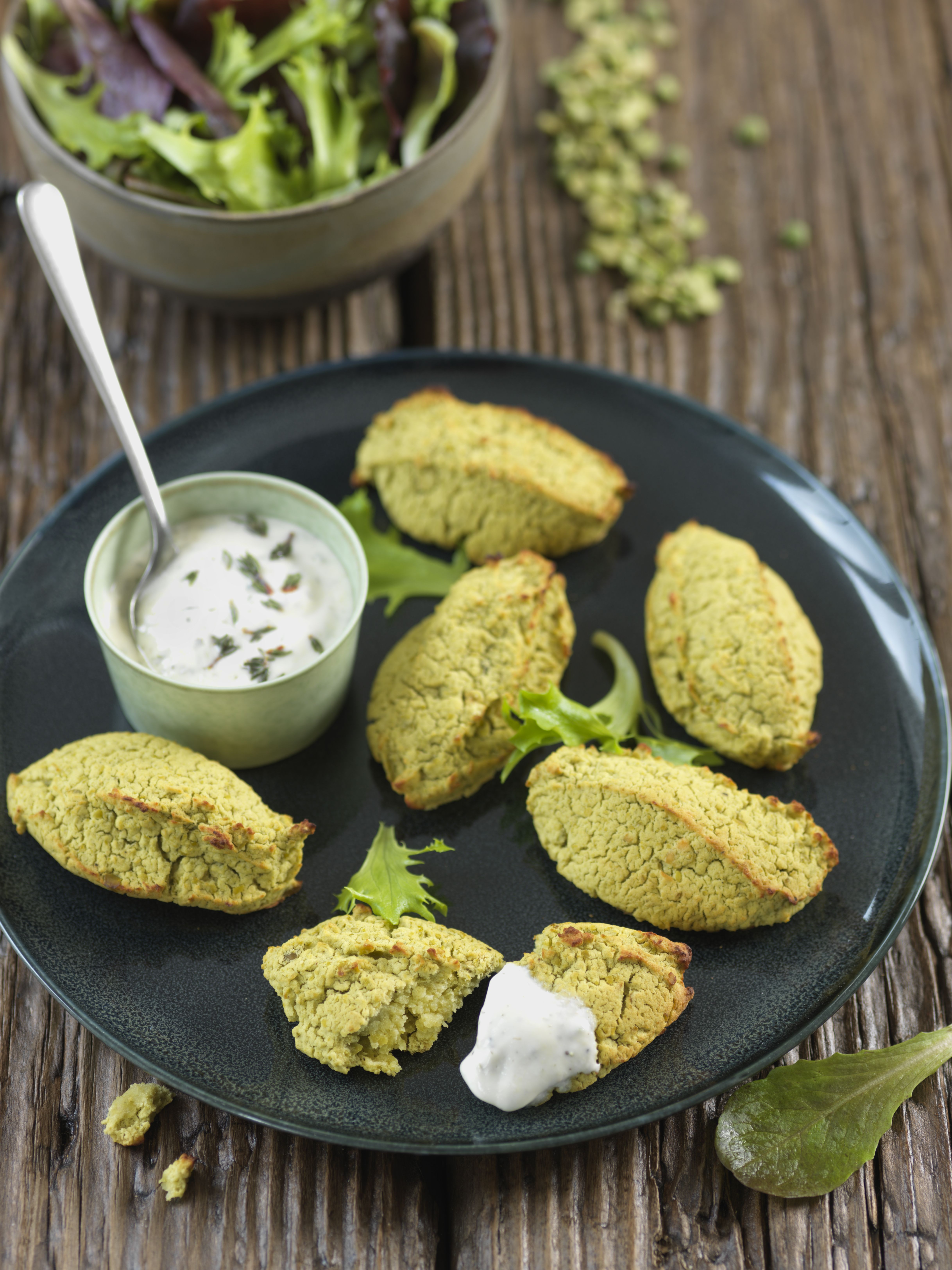 Croquettes de pois cassés et sauce crémeuse Croquettes de pois cassés et sauce crémeuse